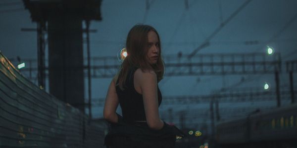 Wide shot of a modern training studio with light